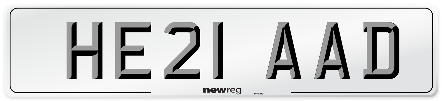HE21 AAD Number Plate from New Reg